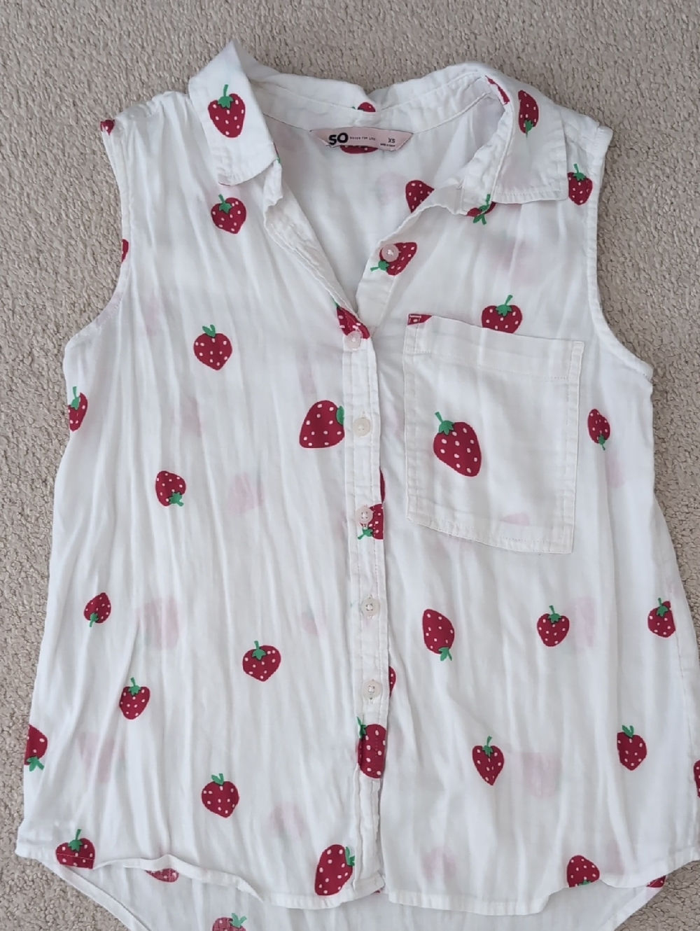 Strawberry Sleeveless Top - Size XS